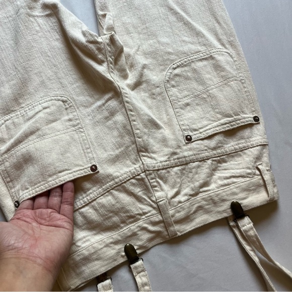 NIKO AND ivory cream denim slim leg cropped overall straps jeans - Picture 6 of 7